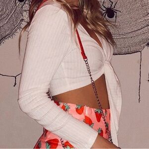 Crop tie front top